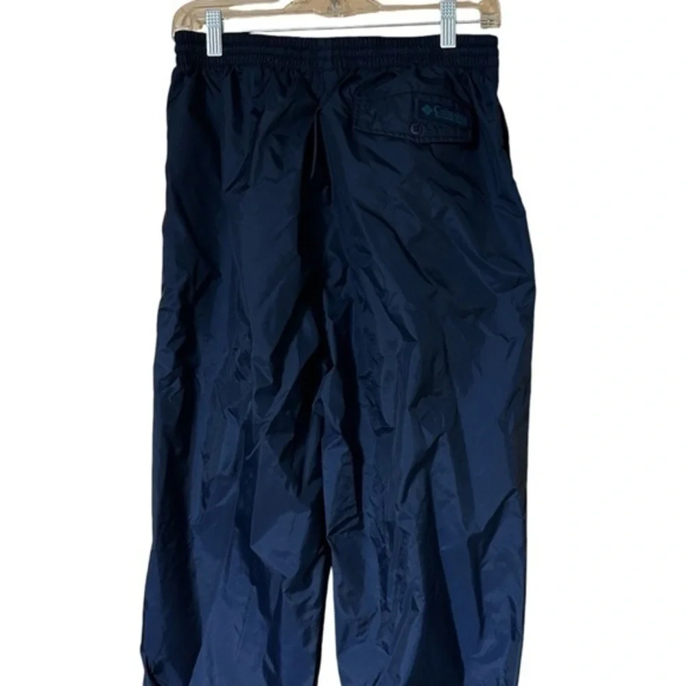 Columbia Women’s Vintage Nylon Track Pants Drawstring Zip Snap Ankle Large‎ Navy